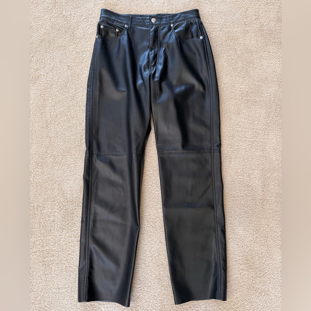 Nanushka Black Alt-Leather Trousers